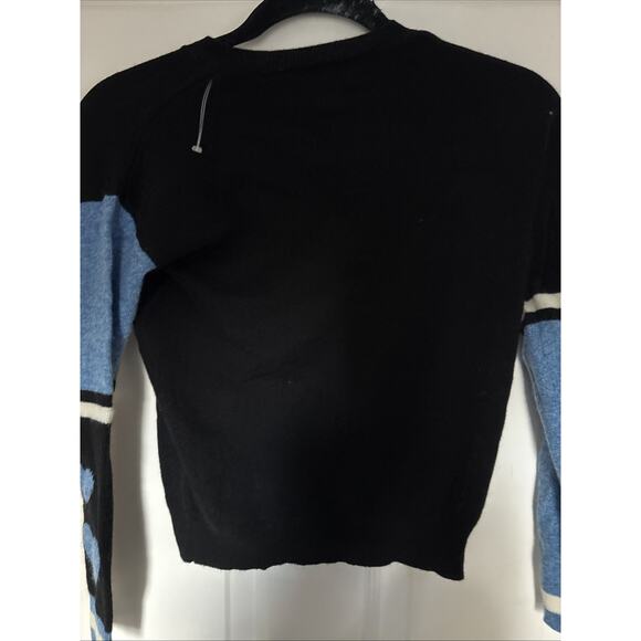 Autumn Cashmere Girls Pullover Sweater Black blue Hearts print sz 12 New - Picture 5 of 10